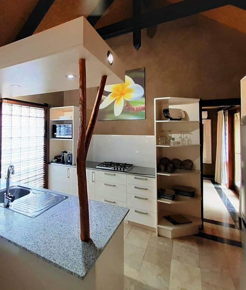 Beachside Villa | Private kitchen | Coffee/tea maker, full-size fridge, microwave, stovetop