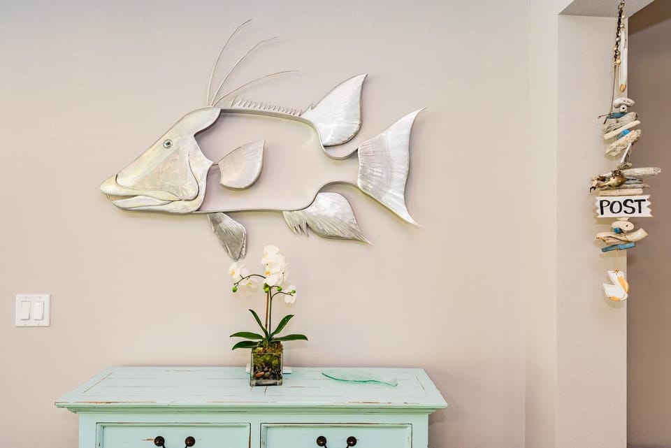 Some of the coastal decor you will see at  Blue Bayou