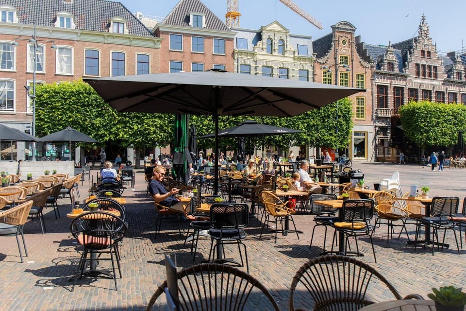 Bambu restaurant terrace on the Grote Markt Haarlem