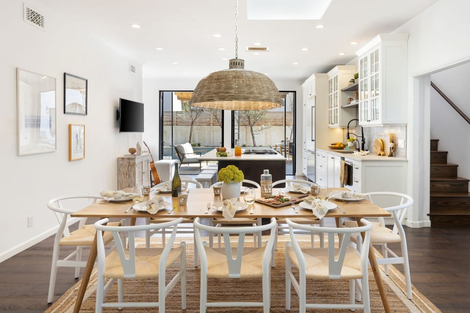 Dining area seats 8.