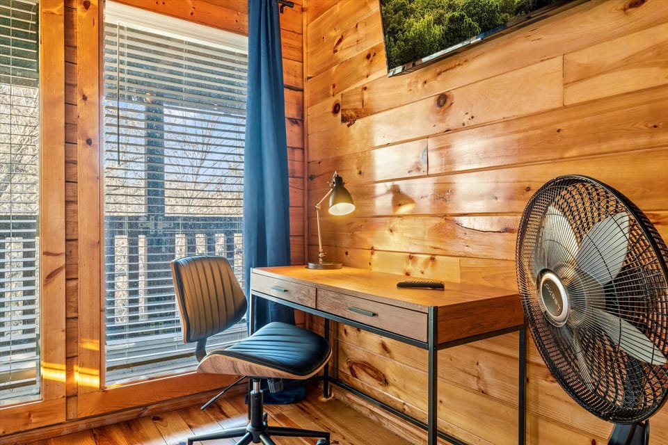 A small desk nook if you need to check in on work or plan the day’s adventure. Bright, simple, and tucked away.