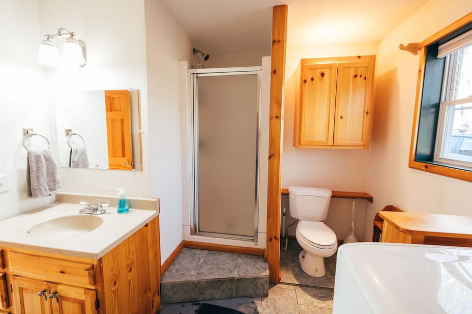 Ground level full bathroom with shower