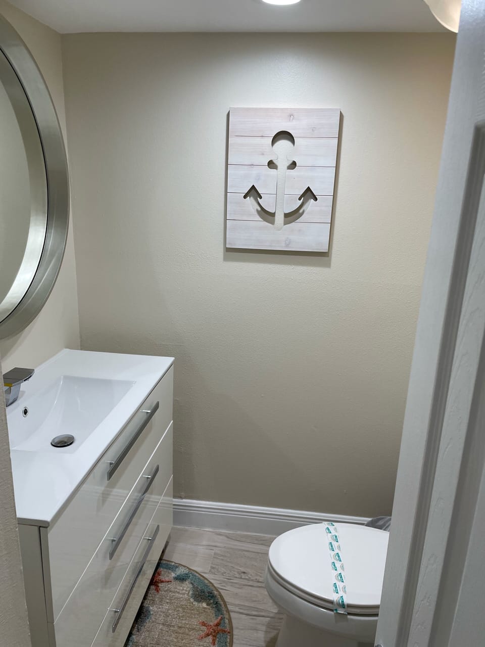 Half bath in living room 