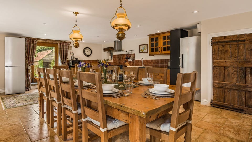 The Barn's well-equipped farmhouse-style kitchen.