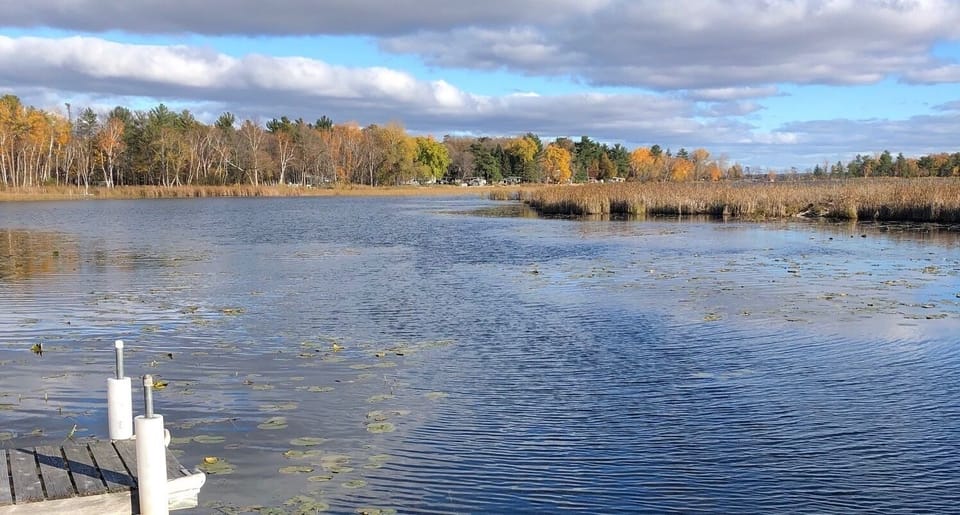 View of Nelson's Bay on Pelican Lake from our dock