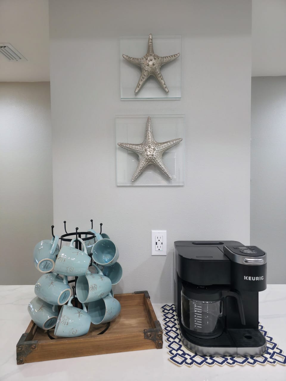 Coffee bar area in kitchen.