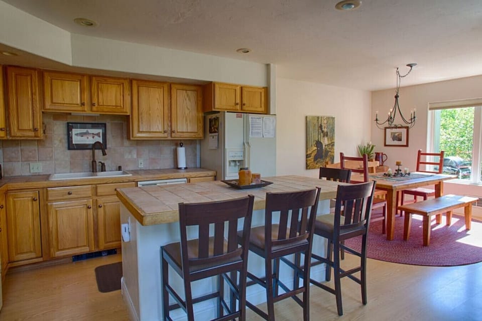 Kitchen with island and dinning area