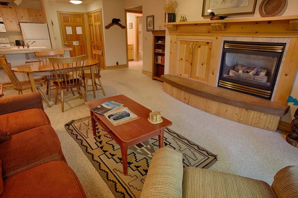 Living/ dinning area feat. cozy fire place