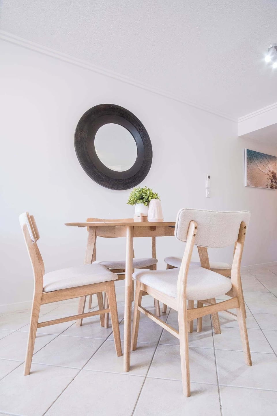 Dining table with seats four.
