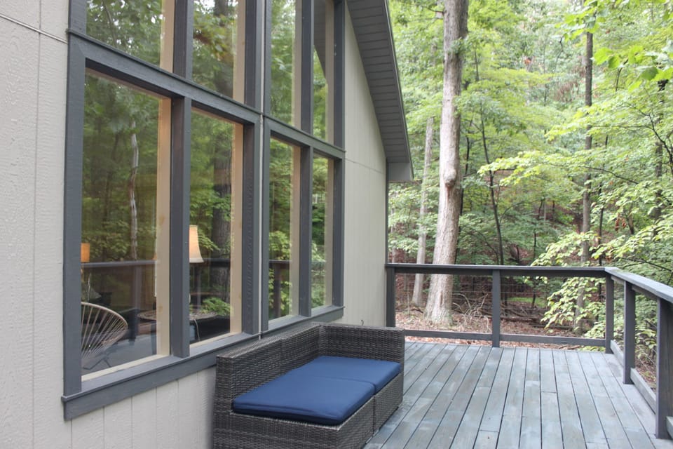 The deck is perfect for taking in all the mountain views. 