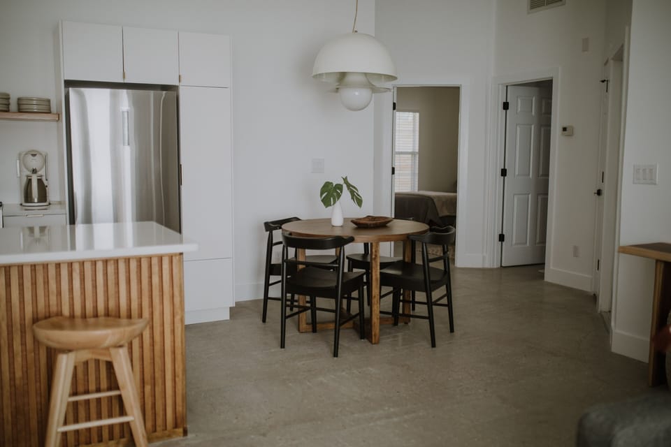 Dining space located off the kitchen in the open concept living space.