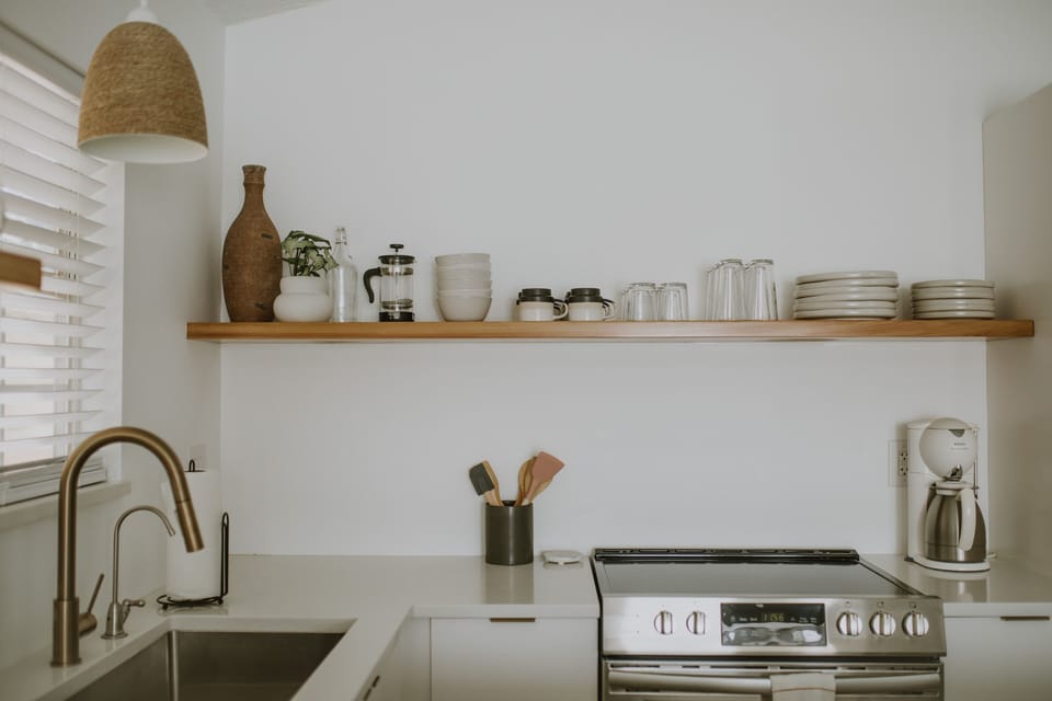 stocked kitchen. 