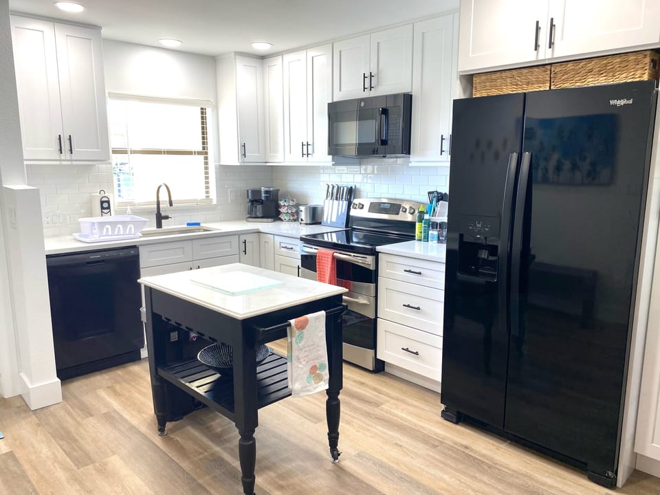 Our kitchen has state-of-the-art appliances including a double oven