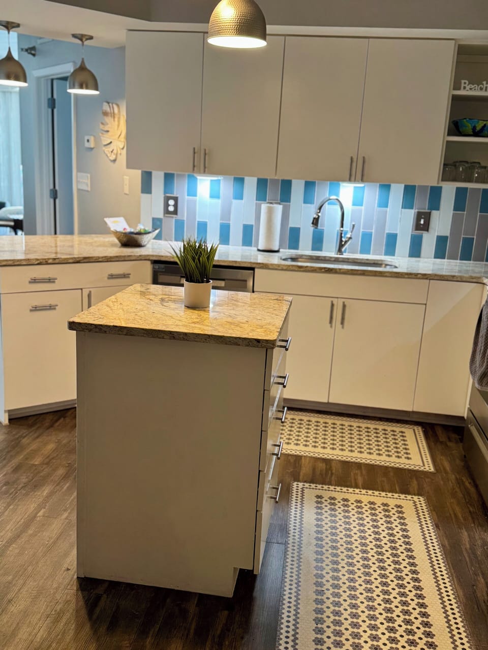 Kitchen from entrance of condo.