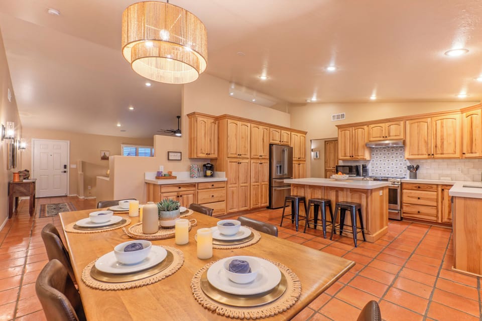 The floor plan is open and spacious.