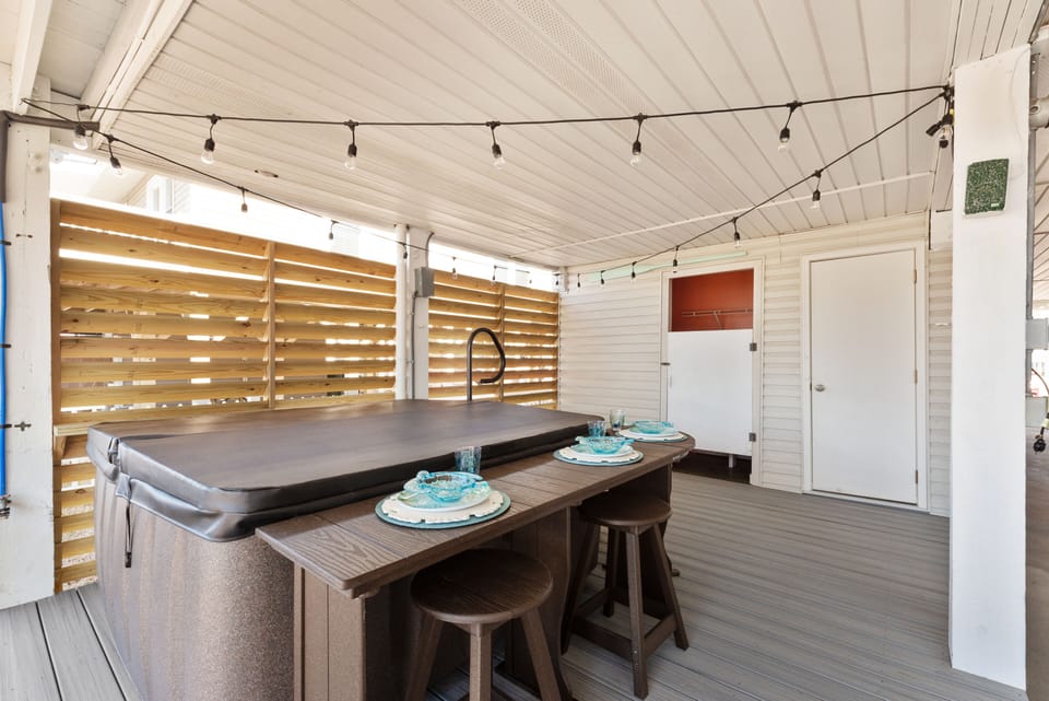 Evenings are for relaxing in the hot tub.
