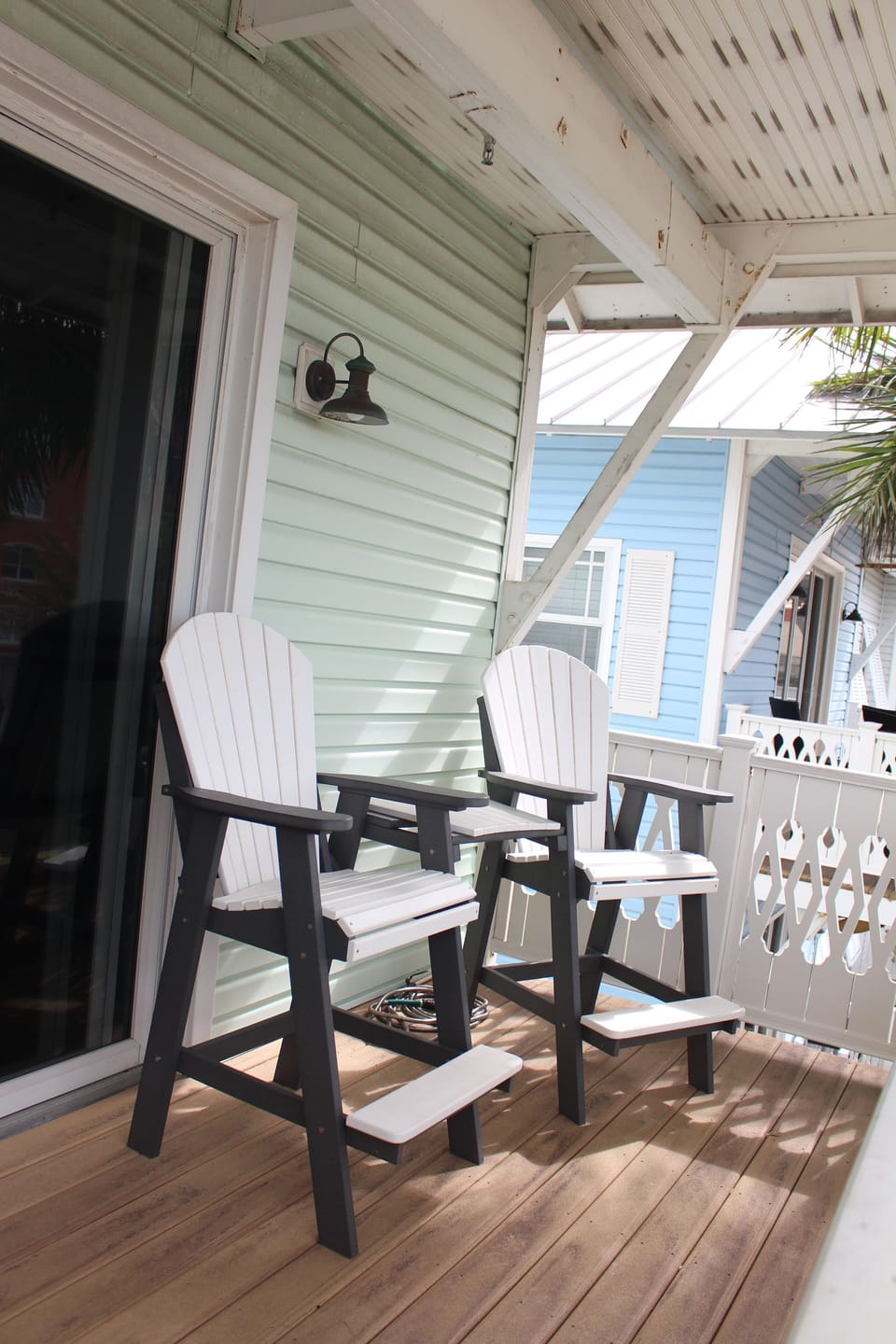 Deck seating from which to enjoy water views while you drink coffee or wine. 