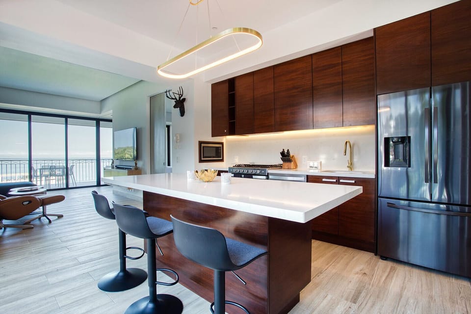 Bar kitchen with high chairs