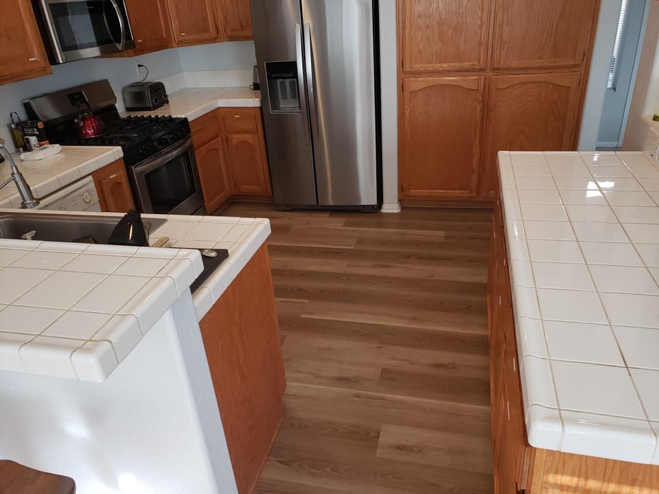 Kitchen - new floor & refrigerator 