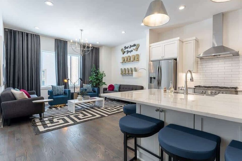 Modern design with vibrant touches makes this space perfect for unwinding.
