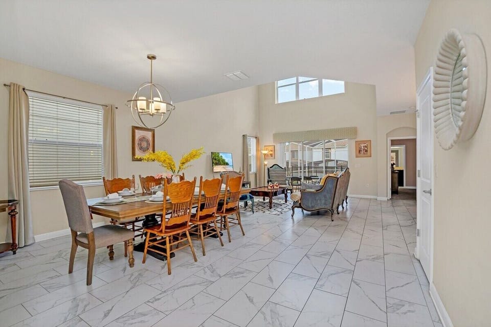 View of dining and living room area
