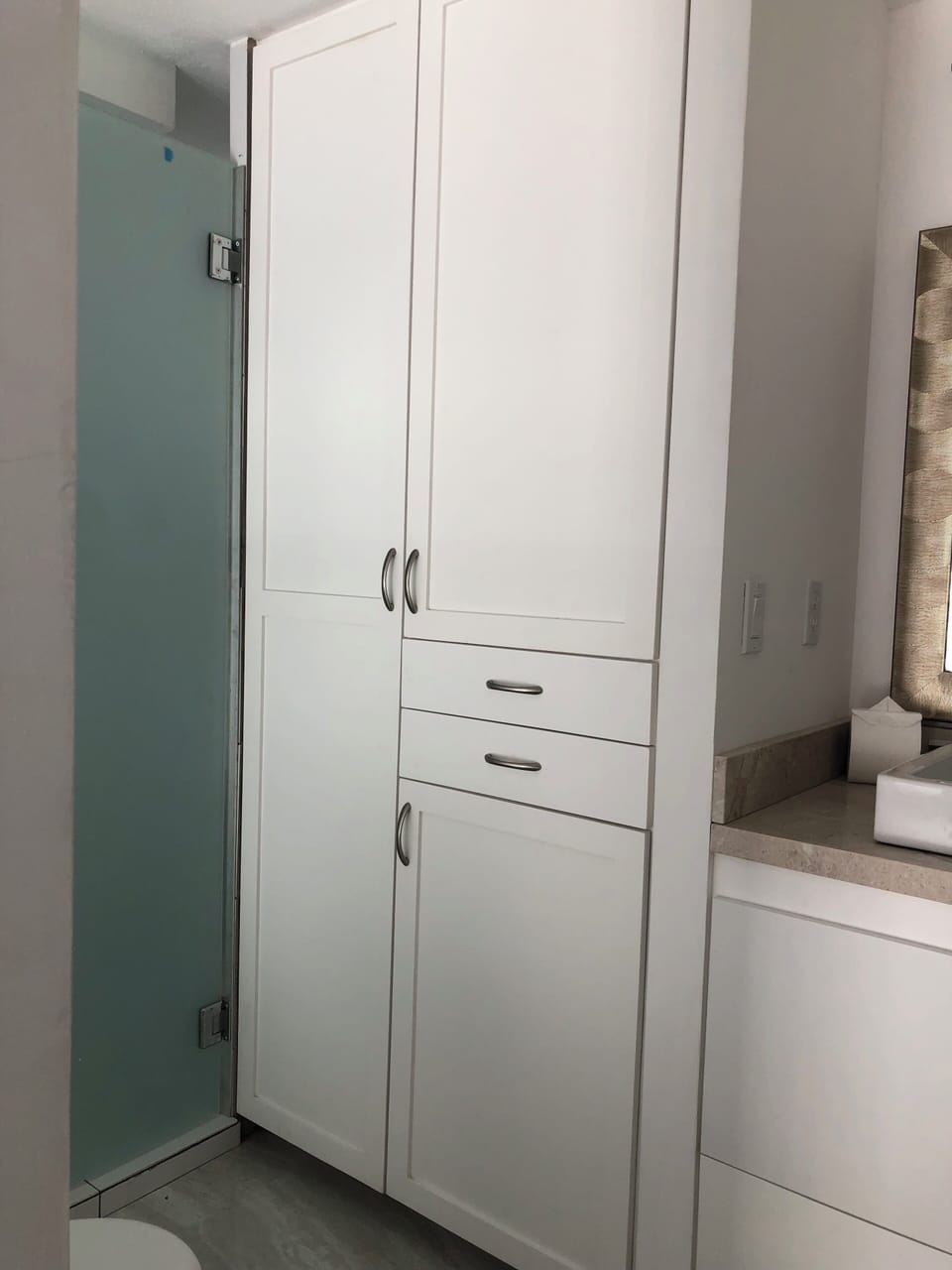 Spacious closet in bathroom area
