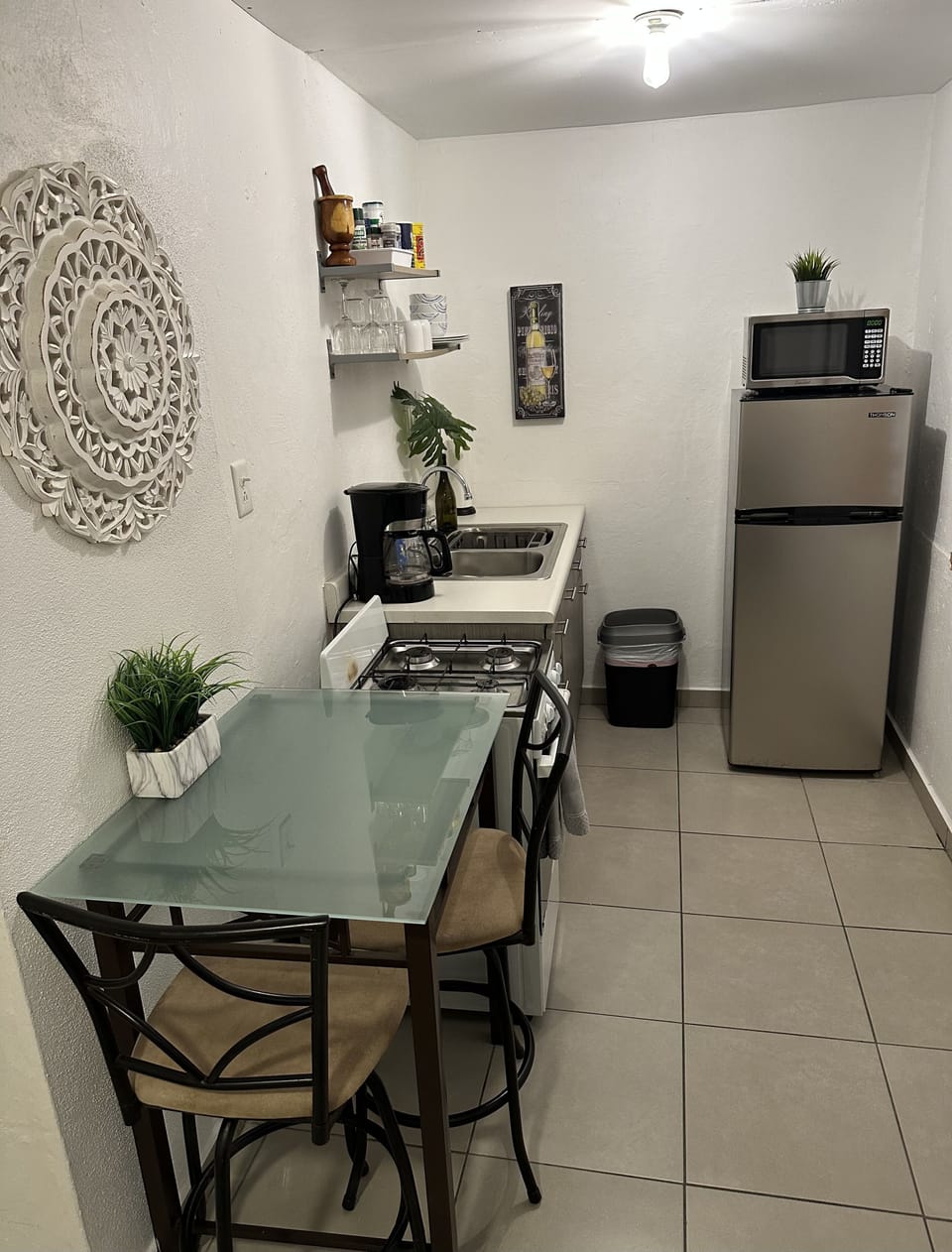 Kitchen and dining table.