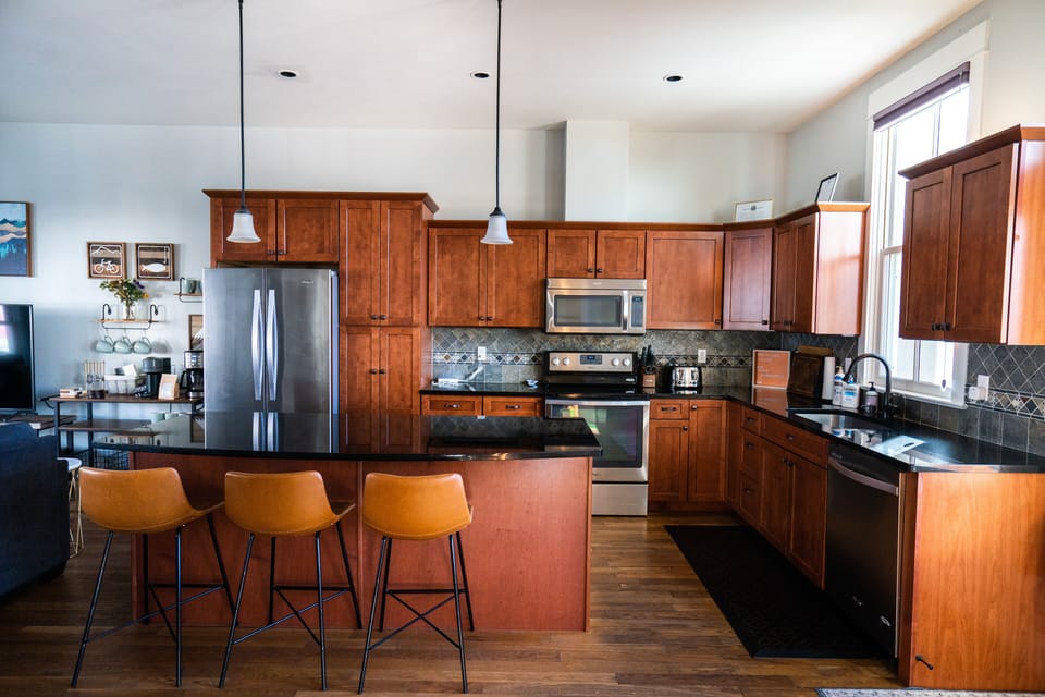 Luxurious kitchen heavily stocked with everything needed to cook at home!