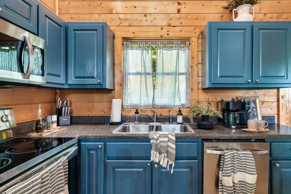 Fully stocked kitchen with everything you need for a comfortable stay.