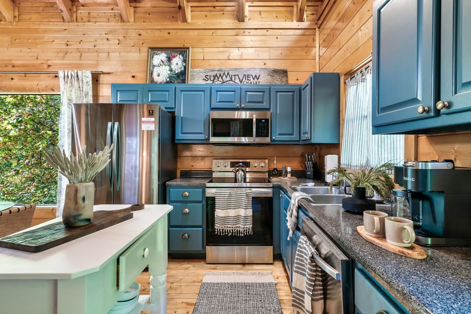 Fully stocked kitchen with everything you need for a comfortable stay.