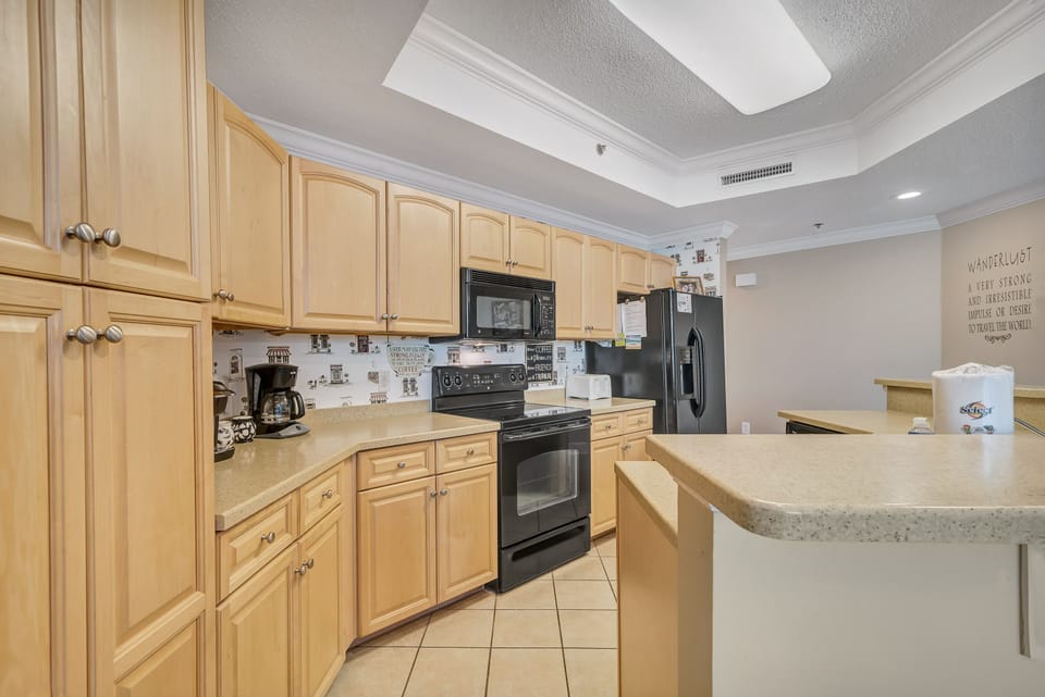 Enjoy the convenience of a dedicated coffee station, offering both a Keurig and a classic drip coffee maker to suit every preference.