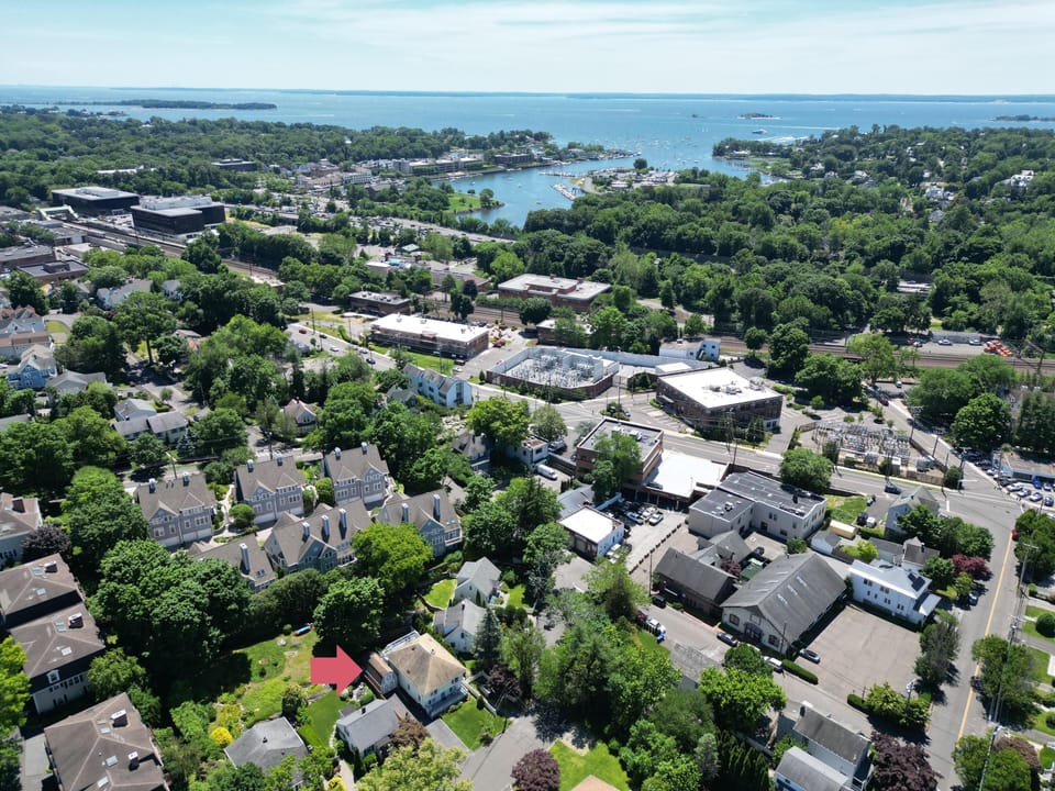 Greenwich Harbor in the distance