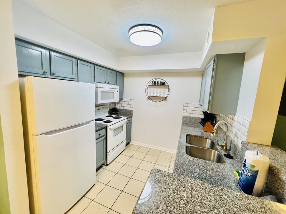 Fully stocked kitchen with all cooking utensils to cook  a full course meal