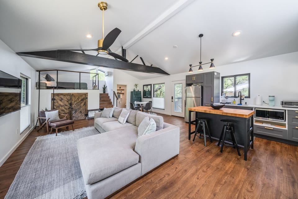Comfortable sectional sofa in the living area