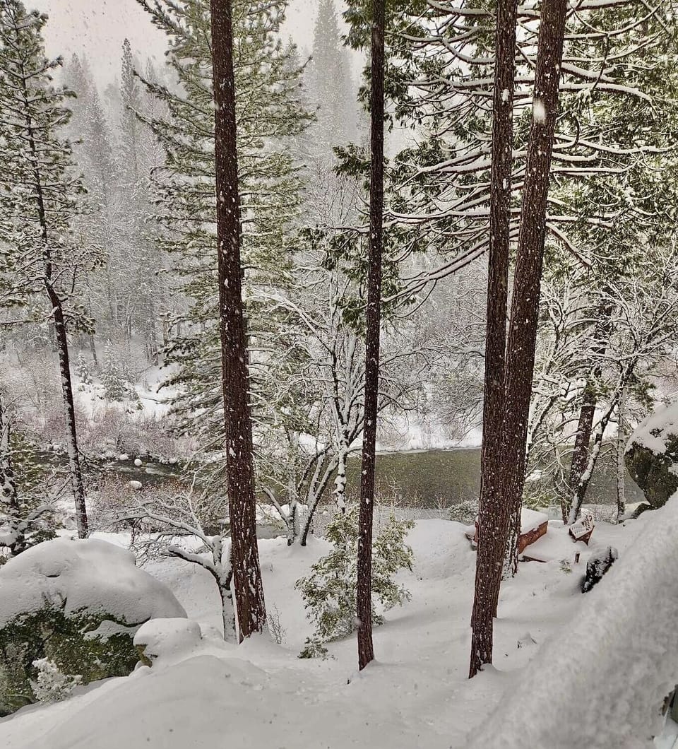 View of the river from the deck during the winter time!