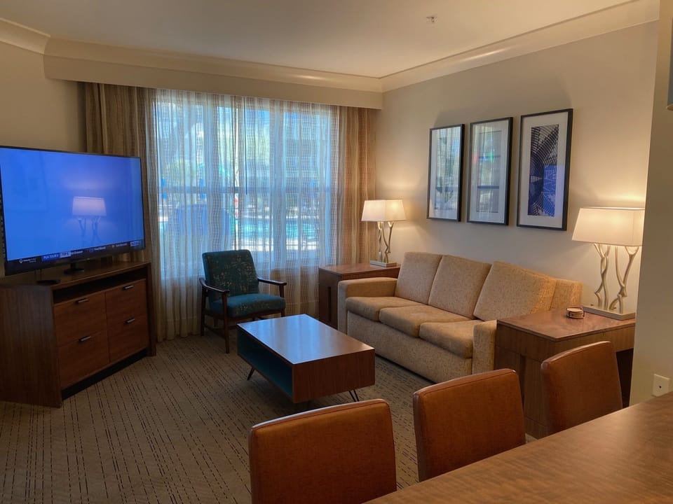 Living room with large-screen TV