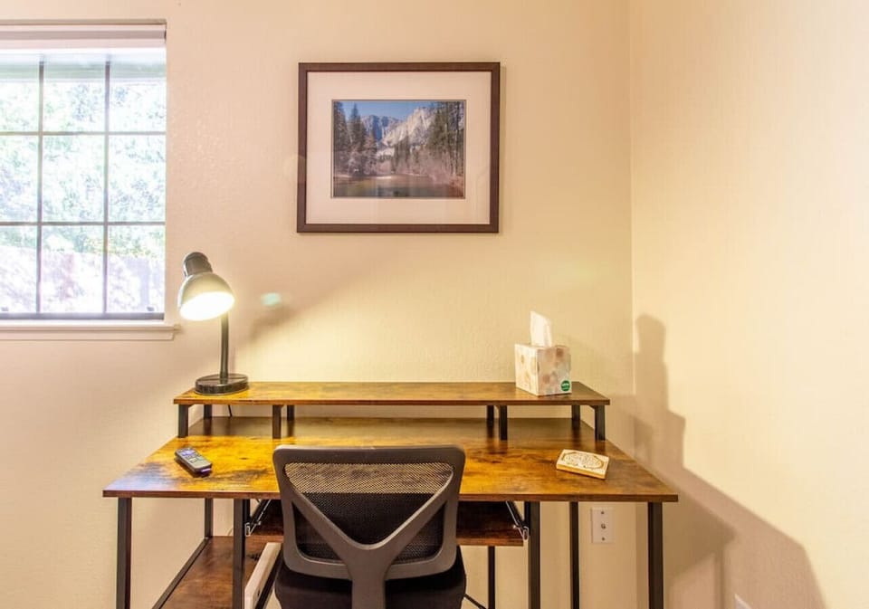 Office table and chair.