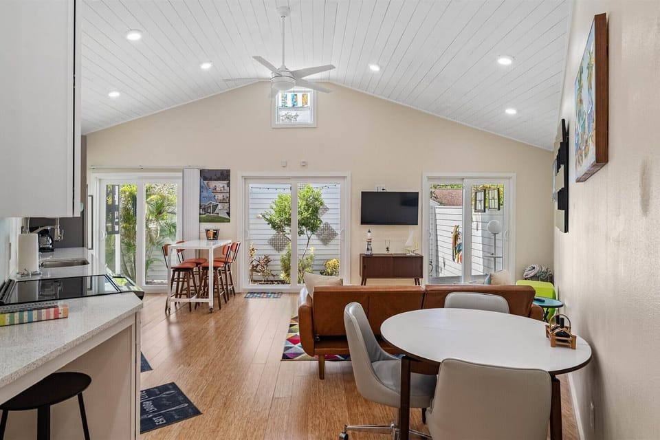 Open floor with Living room, two dinning areas and kitchen 