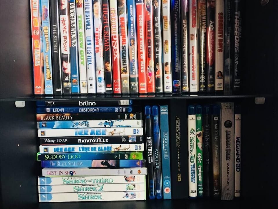 A selection of DVDs in case nothing on TV, Netflix or Crave appeals. 