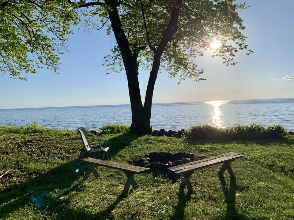 Fire pit by the lake