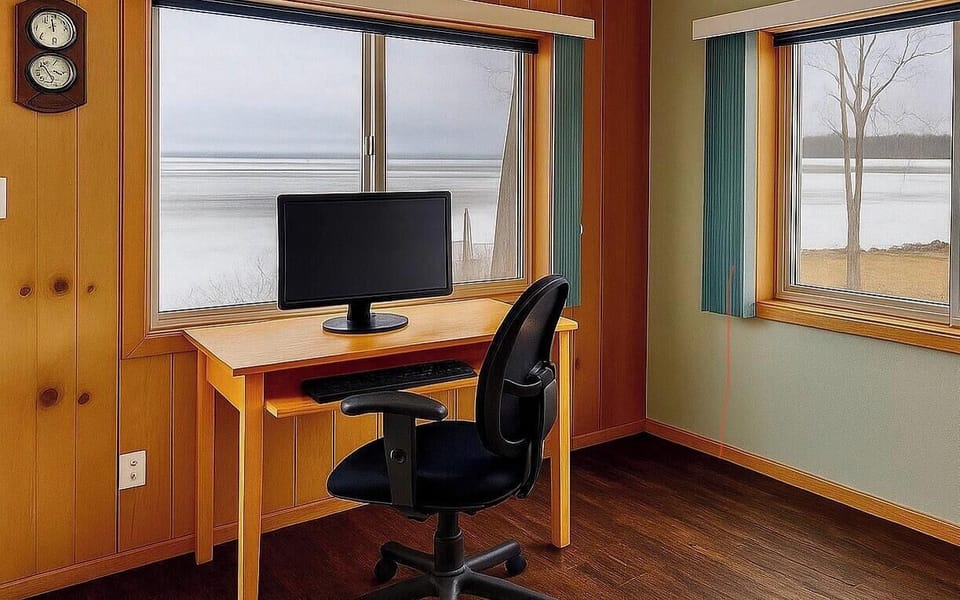 Dedicated workspace with fast WiFi and ergonomic chair. Perfect for remote work