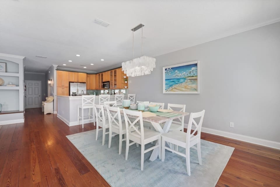 Open concept dining area with seating for 8 