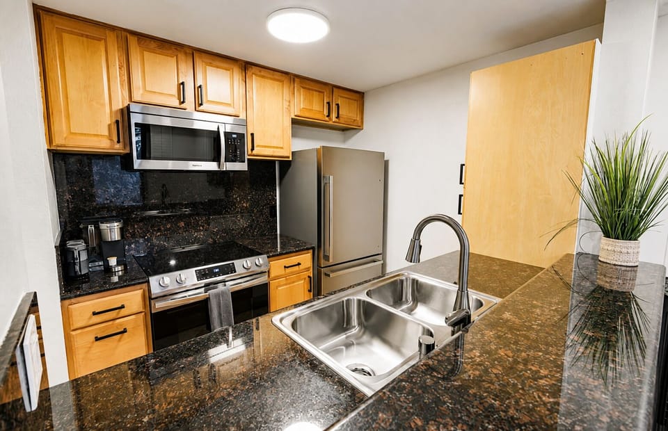 Updated stainless-steel appliances and Keurig coffee maker