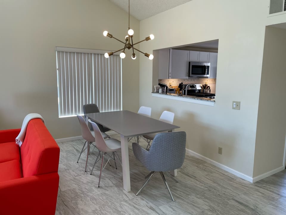 Dining table seats 6 to 8 comfortably
