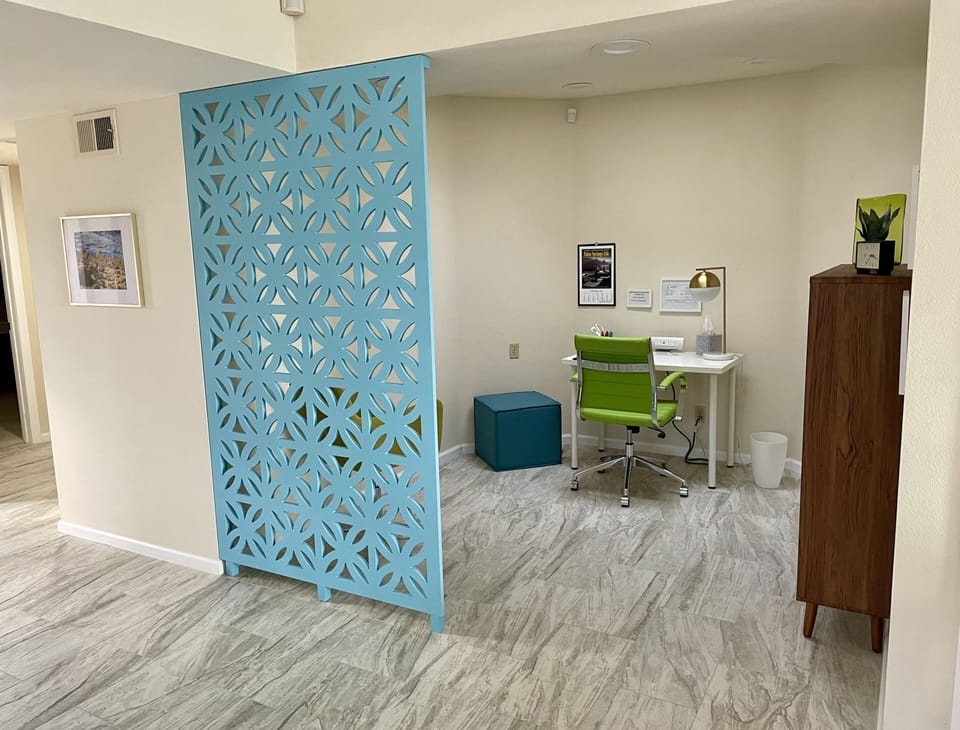 Bonus home office space with a desk for hybrid work or keeping up on e-mails