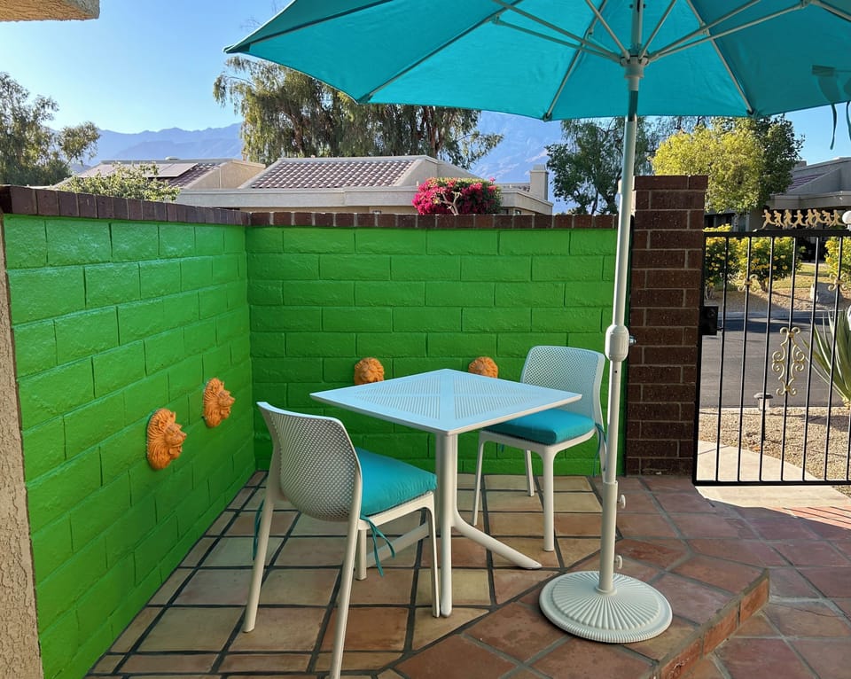 Enjoy breakfast or afternoon cocktails on the private front courtyard