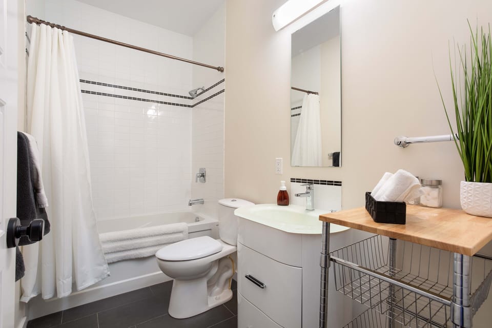 Heated tile floors makes it so pleasant to step out of the shower or bath.