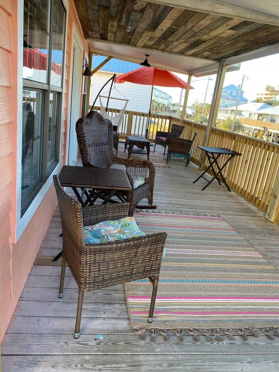 Large porch with comfortable seating for everyone!