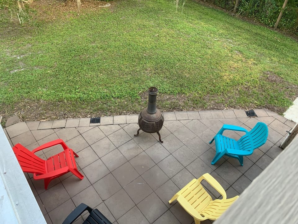 top balcony overlooking the firepit area