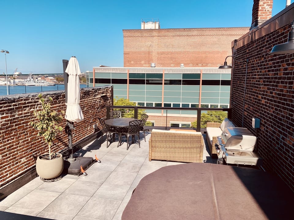 Roof deck and hot tub